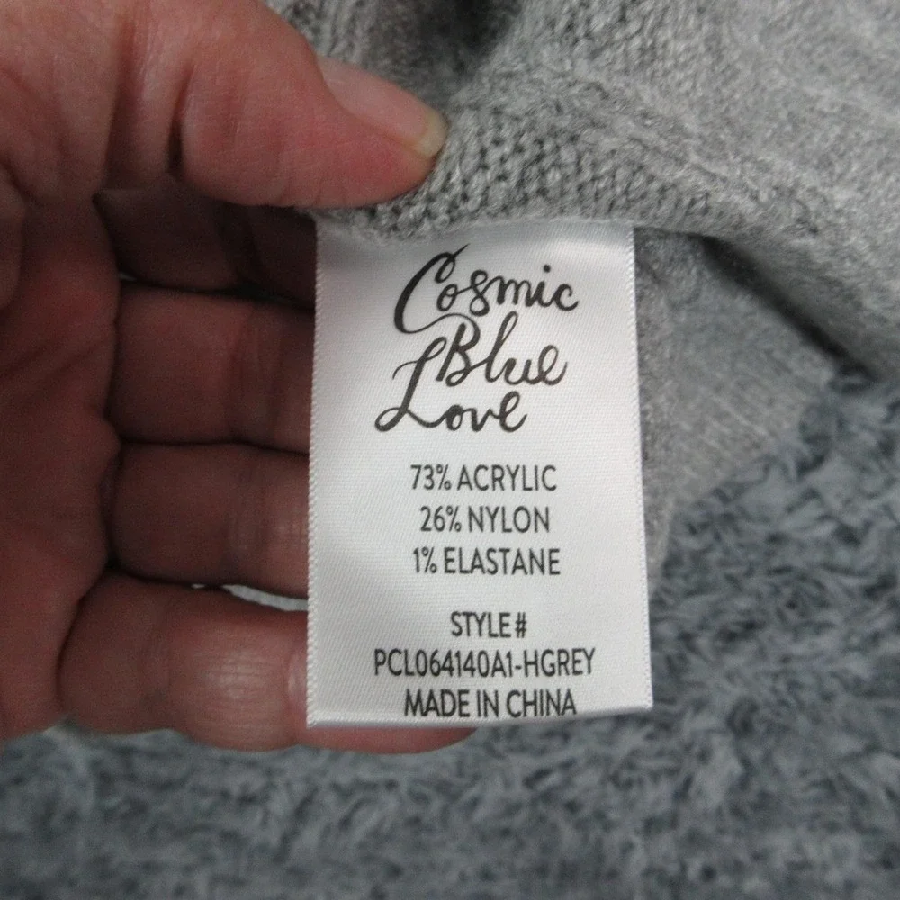 Cosmic Blue Love Sweater Pullover Womens S Gray Crew Neck Bell Sleeve NWT